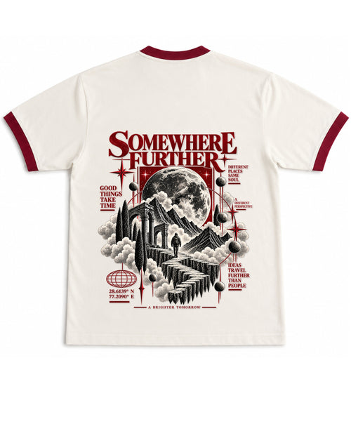 Off White & Maroon Ringer tee Back Design