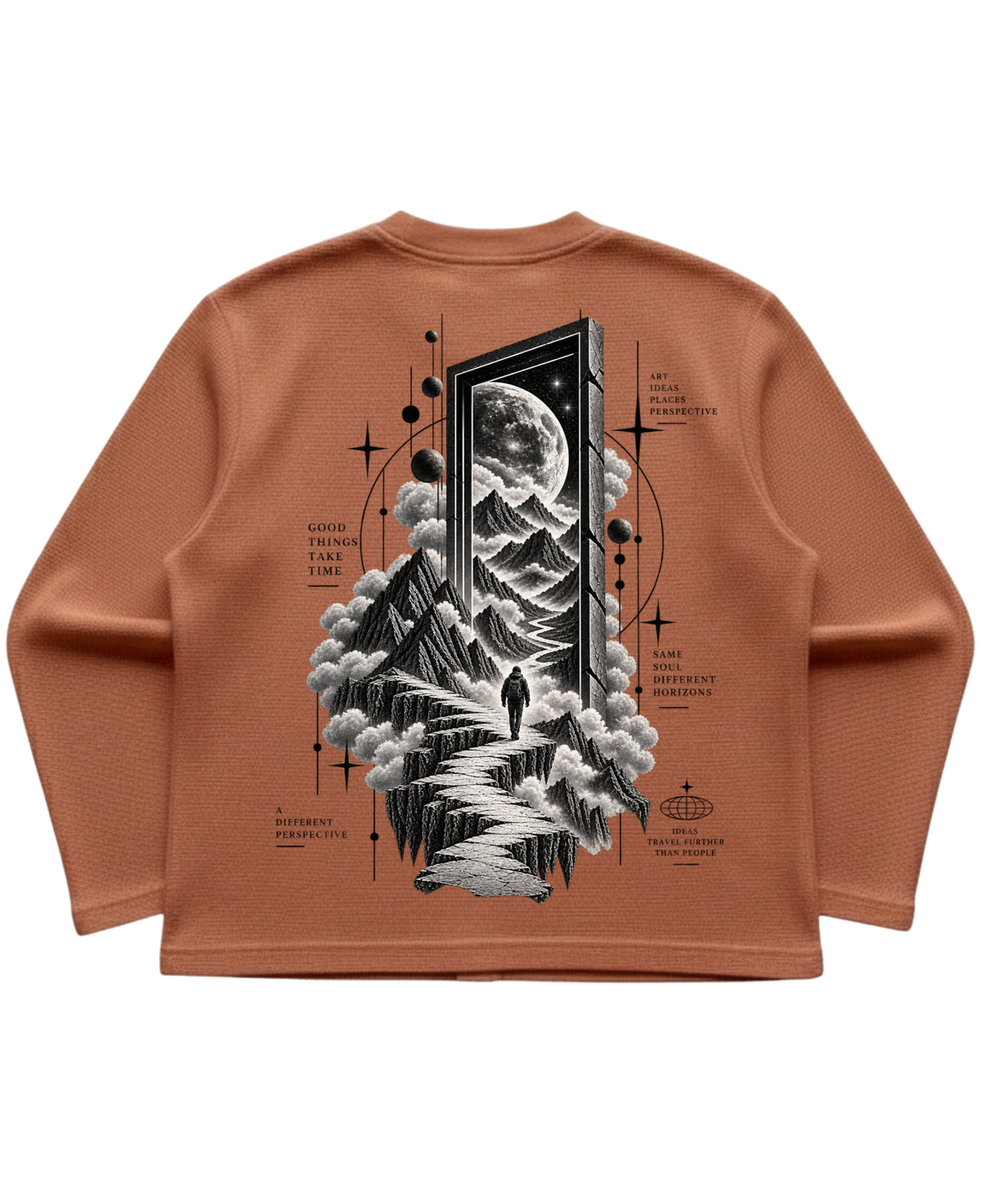 Brown waffle knit oversized full-sleeve Back Design